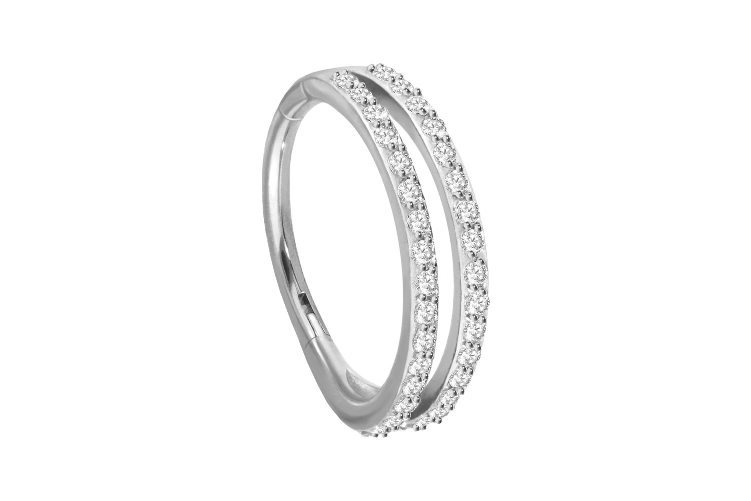 Chirurgenstahl Segmentring Clicker Piercing 2 RINGE + EINGEFASSTE KRISTALLE